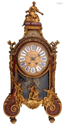 A Louis XIV style cartel clock with boulle marquet…