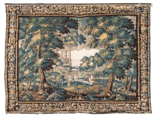 A Flemish 17thC verdure tapestry depicting ducks i…