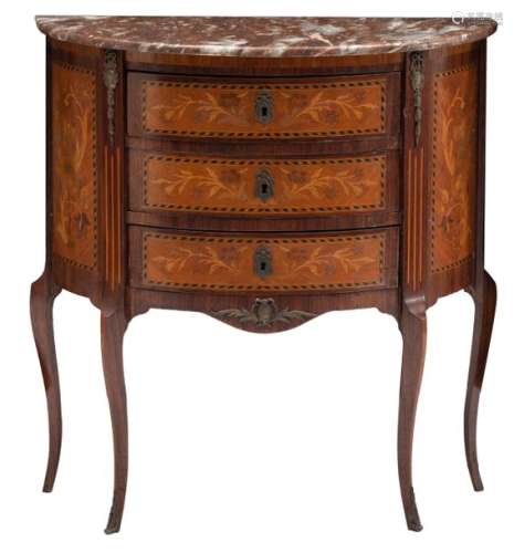A French transition style demi lune commode with m…