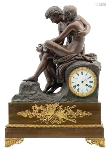 A 19thC neoclassical mantle clock with on top a ga…