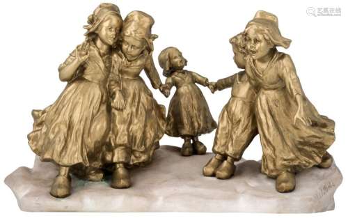 D'Aste G., gilt bronze sculpture, depicting a band…