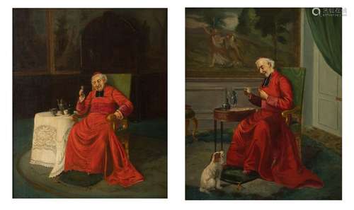 Perretton E., two paintings of cardinals enjoying …