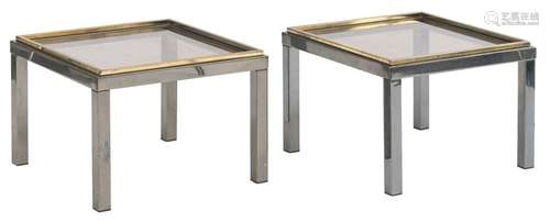 A pair of vintage chrome and gilt occasional table…