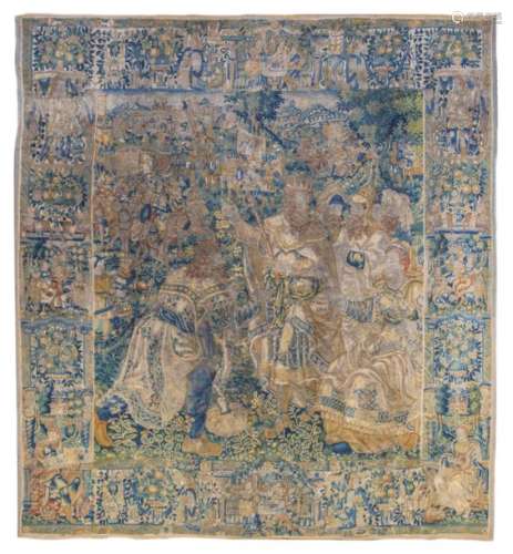 A 16thC Flemish biblical tapestry depicting Ahasve…