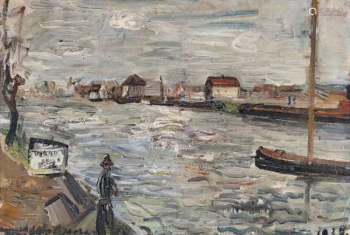 Wolvens H.V., 'Canal de Bruges', dated 1938, oil o…