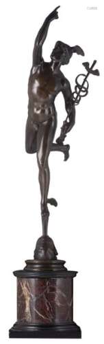 A patinated bronze Hermes statue after Giambologna…
