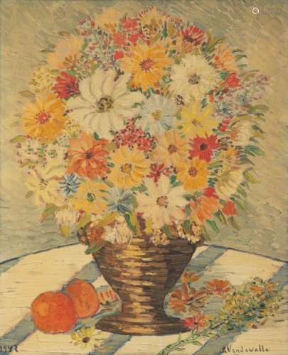Vandewalle A., a still life with flowers, dated 19…