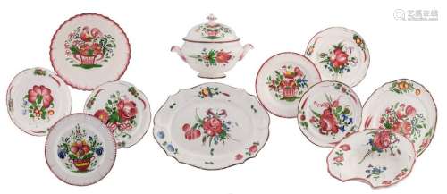 A lot of ten items in 19thC Strassbourg tableware,…