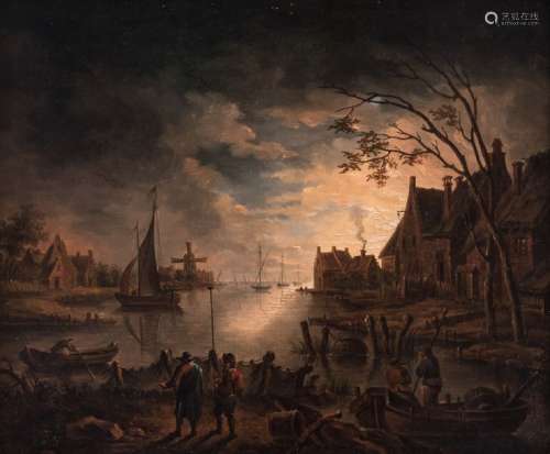 No visible signature, a Dutch harbor view, after V…