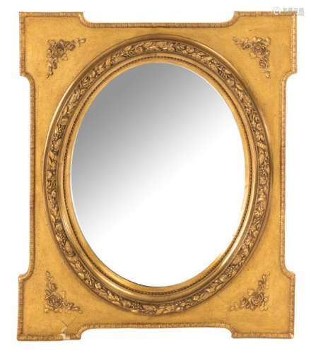 A wall mirror with gilt wooden frame, 69,5 x 80 cm