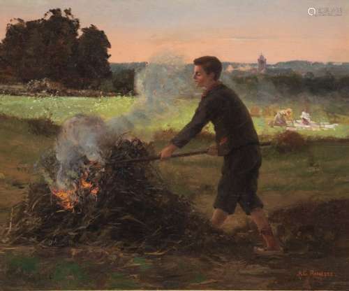 Hamesse A.G., 'Burning of the potato tops', oil on…