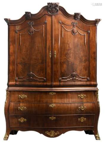 A late 18thC Dutch mahogany bronze mounted cabinet…