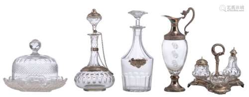 Two decanters and a pitcher (two of them with a si…