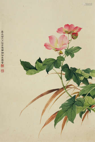 马晋 花卉 1898-1970 设色纸本 立轴