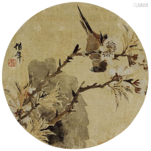 任伯年 花鸟 1840-1896 设色绢本 镜框