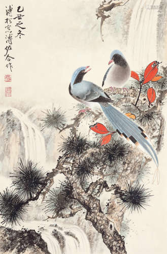 溥佺、溥佐 双喜图 （1913-1991）（1918-2001） 设色纸本 立轴