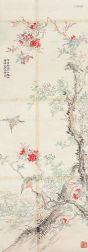 金城 花鸟 1878-1926 设色纸本 立轴