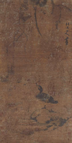 朱耷 花鸟 1626-约1705 水墨绢本 镜芯