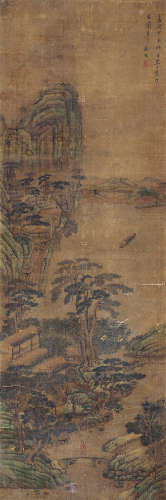 文徵明 策杖行旅图 1470-1559 设色绢本 立轴