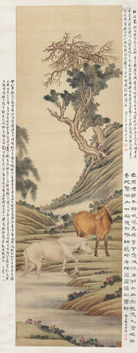 郎世宁 双骏图 1688-1766 设色绢本 立轴