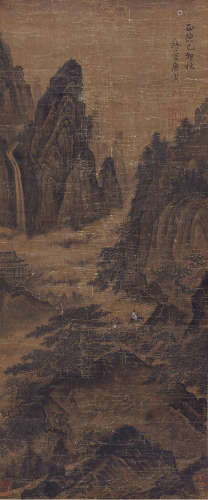 唐寅 松山行旅图 1470-1524 水墨绢本 立轴