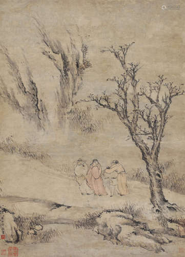 李世倬 虎溪三笑图 1687-1770 设色纸本 立轴