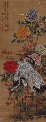 邹一桂 鹤寿图 1686-1772 设色绢本 立轴