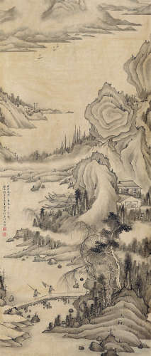 王大凡 渔江帆影 1888-1961 水墨纸本 立轴