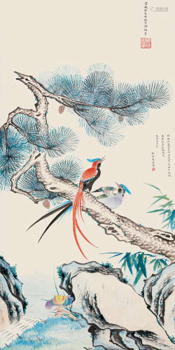 宣统 芝寿图 1906-1967 设色纸本 立轴