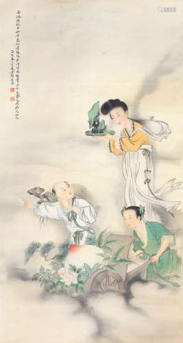 刘凌沧 献寿图 1908-1989 设色绢本 立轴