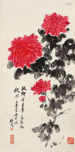 吴祖光、新凤霞 秋艳图 (1917-2003) （1927-1998） 设色纸本 立轴