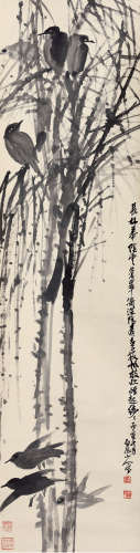 王震 花鸟 1867-1938 水墨纸本 立轴