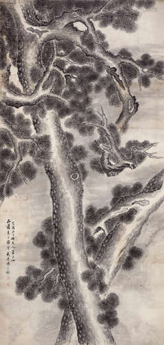张石园 墨松 1898-1959 水墨纸本 立轴