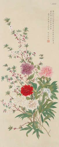 张充和 花卉 1914-2015 设色纸本 立轴