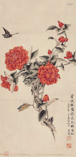 于非闇 花蝶图 1889-1959 设色纸本 立轴