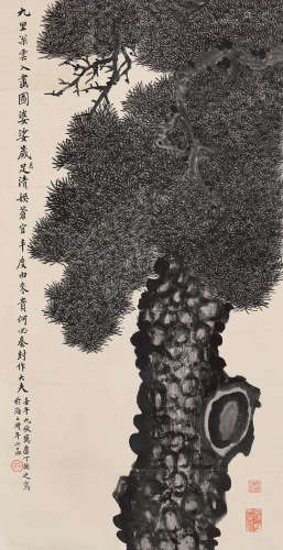 丁辅之 墨松 1879-1949 水墨纸本 立轴