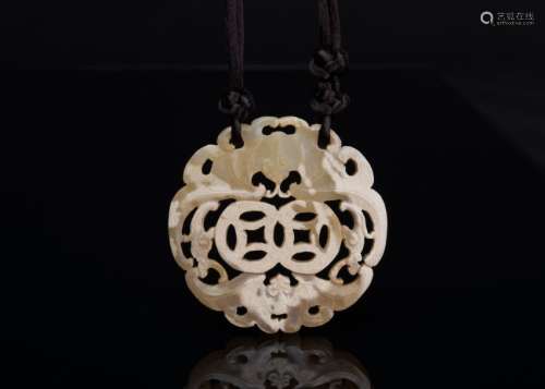 Qing-A White Jade Carved ‘Coun And Double