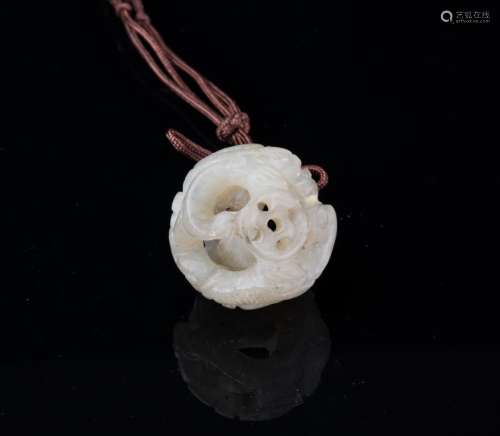 Qing-A White Jade Carved Bolus Ball