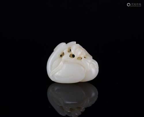 Qing-A White Jade Mandrain Duck Pandant