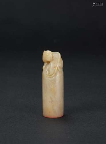 A Soapstone Carved Beast Sea Stamp,’Chen