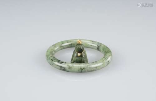 Spinach Jade Bengle and Buddha Pendant