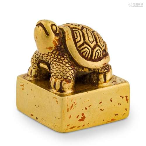 QING SOLID GOLD TURTLE SEAL