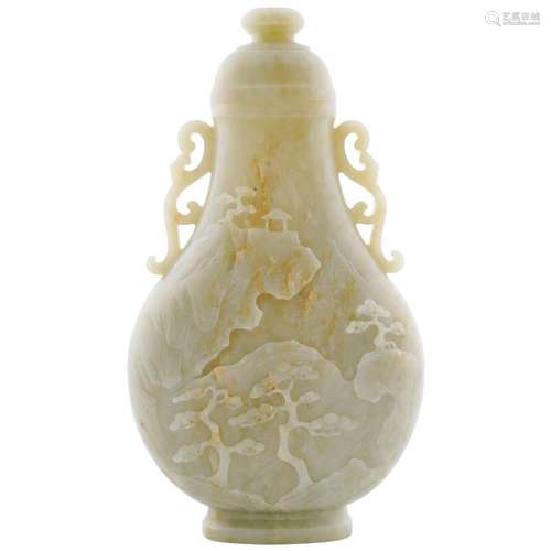 LANDSCAPE RELIEFS MOTIF JADE VASE