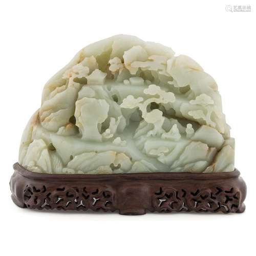 CHINESE JADE OF TRAVERSE SCHOLAR ON MOUNTAIN