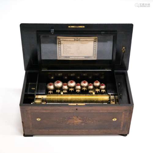 SWISS CYLINDER MUSIC BOX WITH 9 BELLS