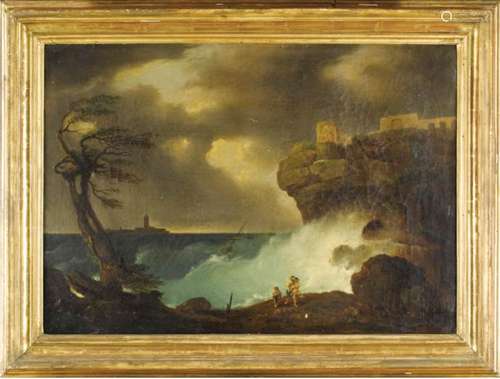 19TH C CONTINENTAL SCHOOL, THE SHIPWRECK, OIL ON CANVAS