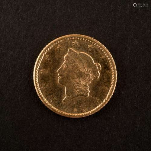 1853 $1 LIBERTY HEAD TYPE 1 GOLD COIN FINE