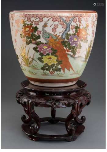 JAPANESE SATSUMA FISHBOWL JARDINIERE