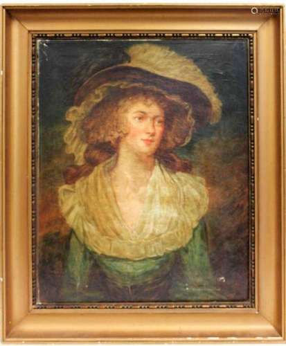 H ROLANDE ENGLISH OIL POTRAIT OF WOMAN IN HAT