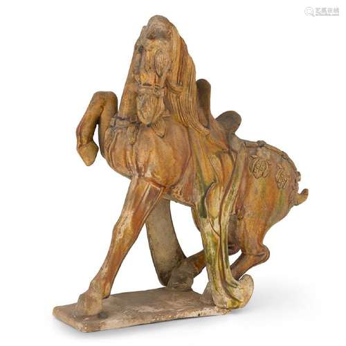 TANG SANCAIGLAZED POTTERY FIGURE OF A HORSE